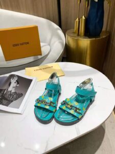 Louis Vuitton Paseo Flat Comfort Sandal Monogram Denim Blue For Women LV