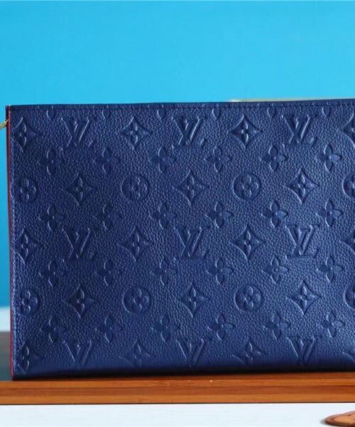 Louis Vuitton Poche Toilette 26 Monogram Empreinte Navy Blue For Women, Women's Wallets 9.8in/25cm LV