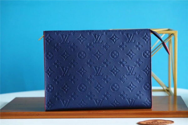 Louis Vuitton Poche Toilette 26 Monogram Empreinte Navy Blue For Women, Women's Wallets 9.8in/25cm LV