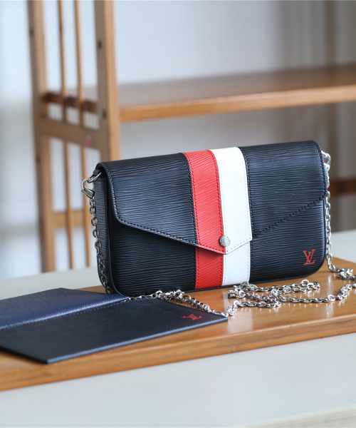 1:1 Replica Louis Vuitton Pochette Felicie Epi Black For Women, Women's Wallets 8.3in/21cm LV