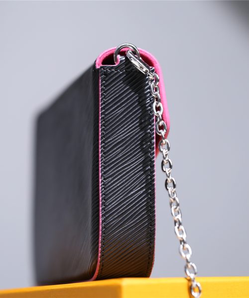 1:1 Replica Louis Vuitton Pochette Felicie Epi Black/Red For Women, Women's Wallets 8.3in/21cm LV