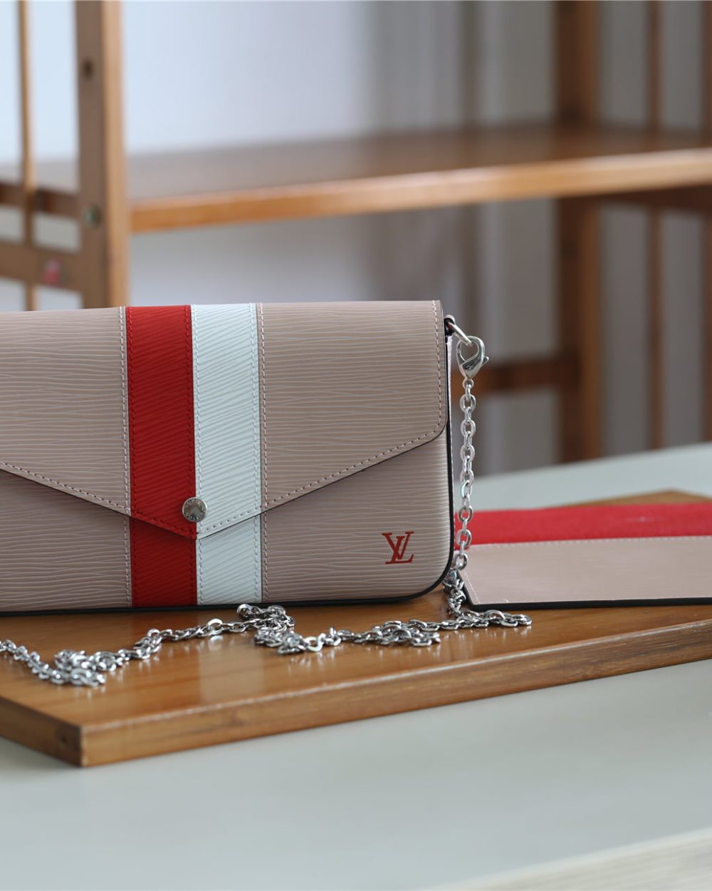 1:1 Replica Louis Vuitton Pochette Felicie Epi Rose Ballerine For Women, Women's Wallets 8.3in/21cm LV 