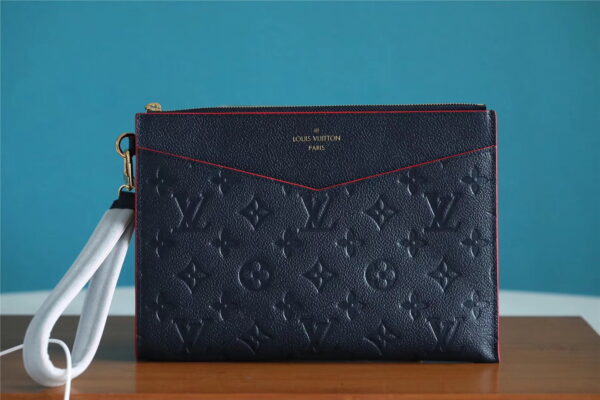 Louis Vuitton Pochette Melanie MM Monogram Empreinte Dark Blue For Women, Women's Wallets 9.2in/23cm LV