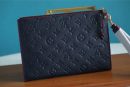 1:1 Replica Louis Vuitton Pochette Melanie MM Monogram Empreinte Dark Blue For Women, Women's Wallets 9.2in/23cm LV