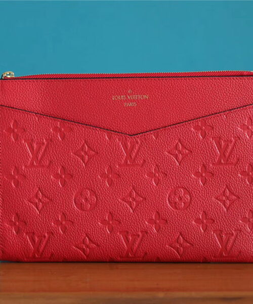 Louis Vuitton Pochette Melanie MM Monogram Empreinte Red For Women, Women's Wallets 9.2in/23cm LV