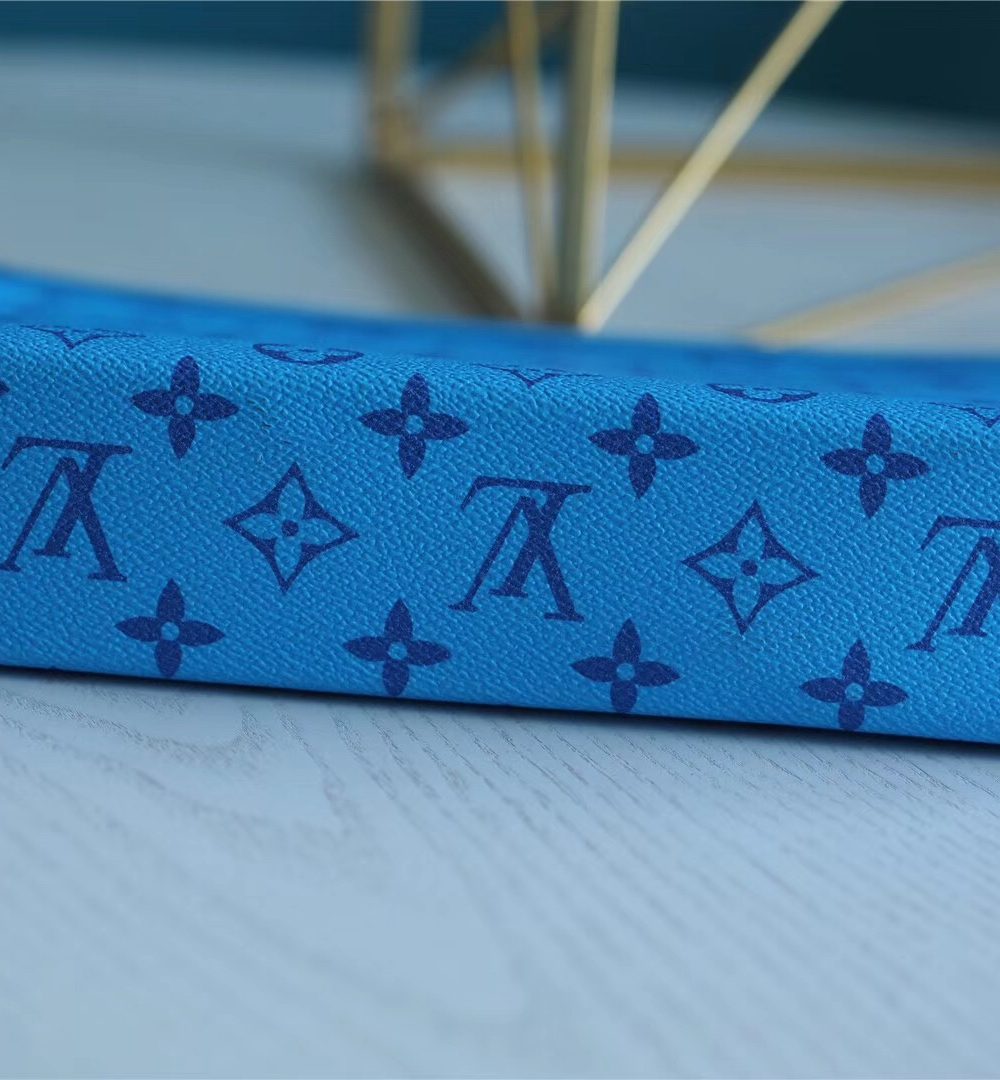 1:1 Replica Louis Vuitton Pochette Voyage MM Taiga and Monogram Eclipse Canvas Blue For Women, Women's Wallets 10.6in/27cm LV