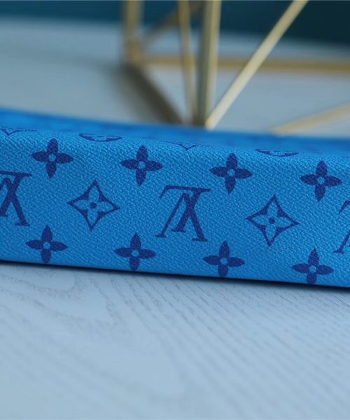 1:1 Replica Louis Vuitton Pochette Voyage MM Taiga and Monogram Eclipse Canvas Blue For Women, Women's Wallets 10.6in/27cm LV