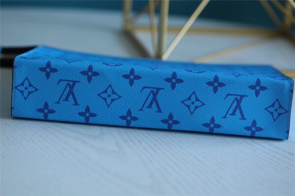 Louis Vuitton Pochette Voyage MM Taiga and Monogram Eclipse Canvas Blue For Women, Women's Wallets 10.6in/27cm LV