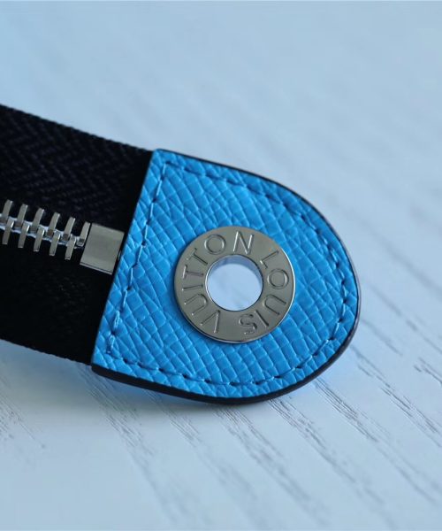 1:1 Replica Louis Vuitton Pochette Voyage MM Taiga and Monogram Eclipse Canvas Blue For Women, Women's Wallets 10.6in/27cm LV