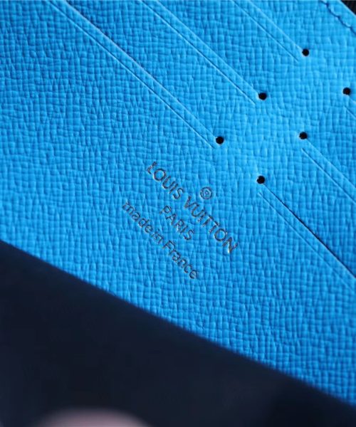 1:1 Replica Louis Vuitton Pochette Voyage MM Taiga and Monogram Eclipse Canvas Blue For Women, Women's Wallets 10.6in/27cm LV