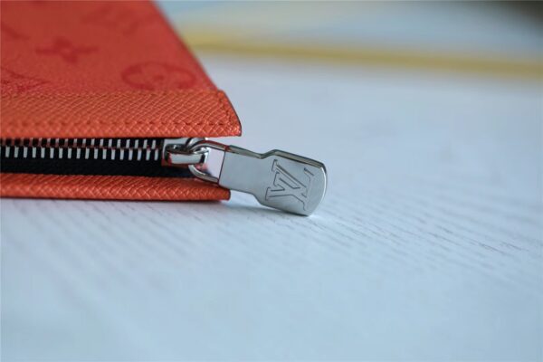 Louis Vuitton Pochette Voyage MM Taiga and Monogram Eclipse Canvas Red For Women, Women's Wallets 10.6in/27cm LV