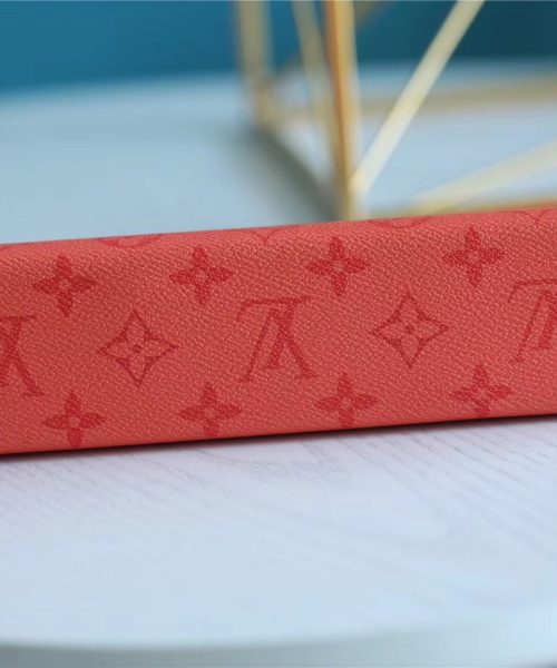 1:1 Replica Louis Vuitton Pochette Voyage MM Taiga and Monogram Eclipse Canvas Red For Women, Women's Wallets 10.6in/27cm LV