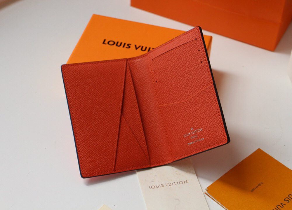 1:1 Replica Louis Vuitton Pocket Organizer Monogram Canvas Orange For Men, Men's Wallet 8cm LV M60502
