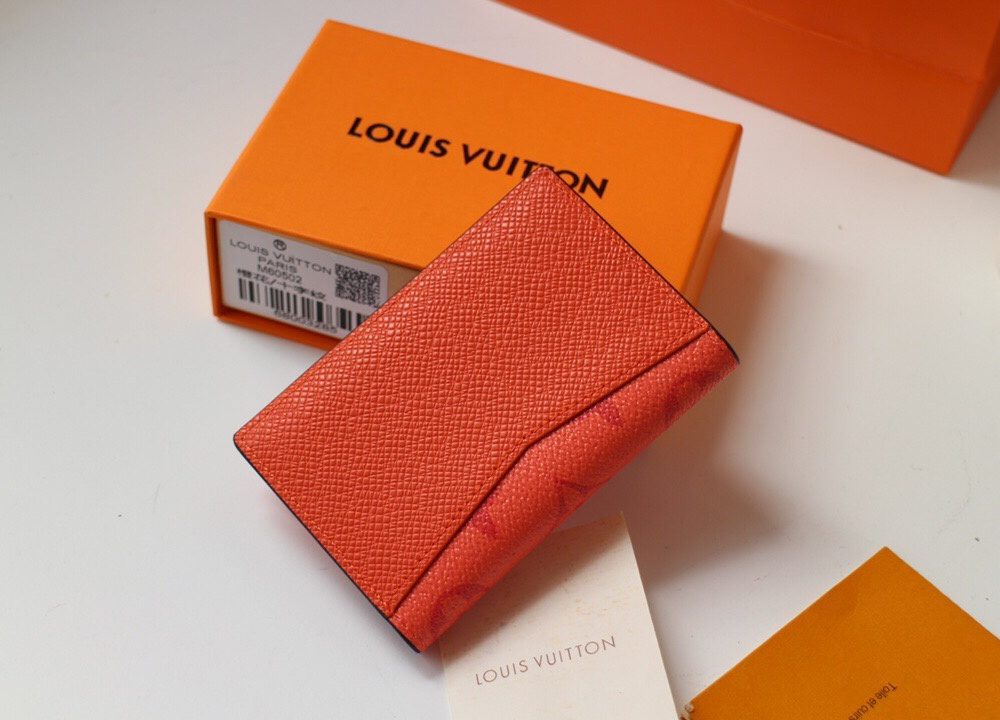 1:1 Replica Louis Vuitton Pocket Organizer Monogram Canvas Orange For Men, Men's Wallet 8cm LV M60502