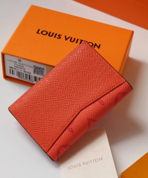 1:1 Replica Louis Vuitton Pocket Organizer Monogram Canvas Orange For Men, Men's Wallet 8cm LV M60502