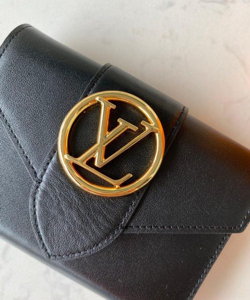 1:1 Replica Louis Vuitton Pont 9 Compact Wallet Black For Women, Women's Wallets 4.2in/12cm LV M69175