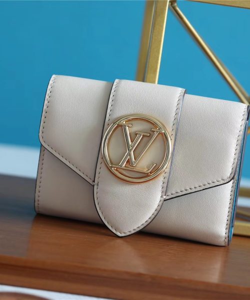 1:1 Replica Louis Vuitton Pont 9 Compact Wallet Creme For Women, Women's Wallets 4.2in/12cm LV M69176