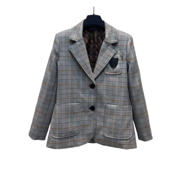 Louis Vuitton Preppy Check Blazer Grey For Women 1ABR72