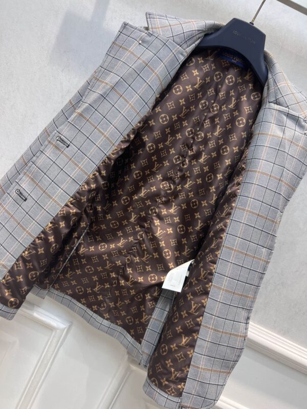 Louis Vuitton Preppy Check Blazer Grey For Women 1ABR72