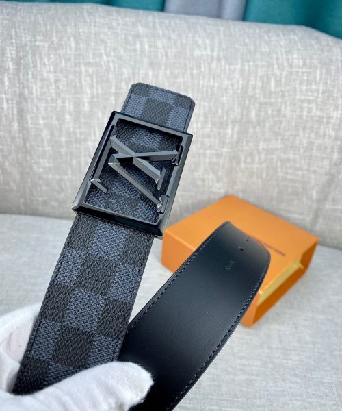 1:1 Replica Louis Vuitton Pyramide Frame Reversible LV Belt Damier Eclipse Black hardware LV Women Belt