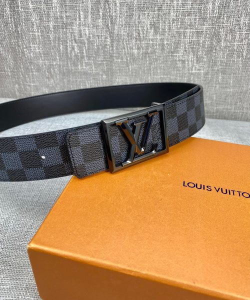 1:1 Replica Louis Vuitton Pyramide Frame Reversible LV Belt Damier Eclipse Black hardware LV Women Belt