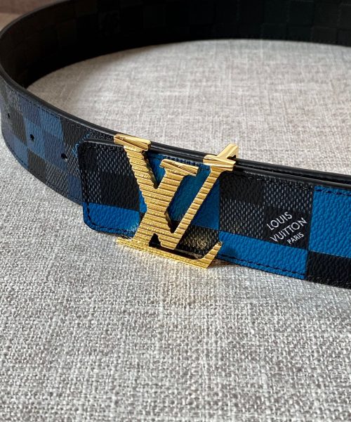 1:1 Replica Louis Vuitton Reversible LV Belt Damier Graphite 3D Canvas Blue and Black LV Women Belt