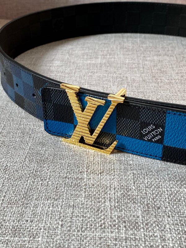 1:1 Replica Louis Vuitton Reversible LV Belt Damier Graphite 3D Canvas Blue and Black LV Women Belt