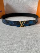 1:1 Replica Louis Vuitton Reversible LV Belt Damier Graphite 3D Canvas Blue and Black LV Women Belt