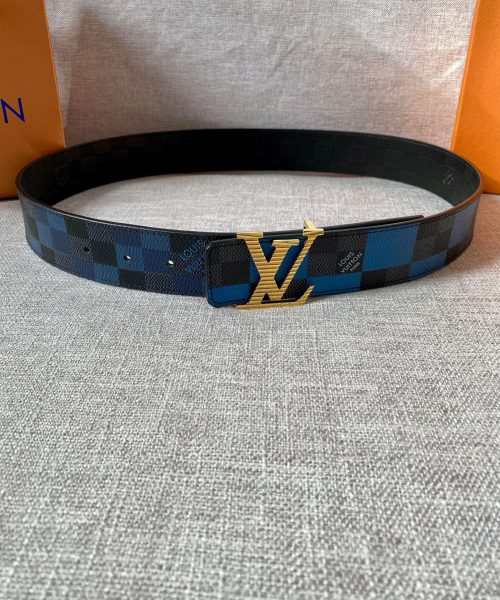 1:1 Replica Louis Vuitton Reversible LV Belt Damier Graphite 3D Canvas Blue and Black LV Women Belt