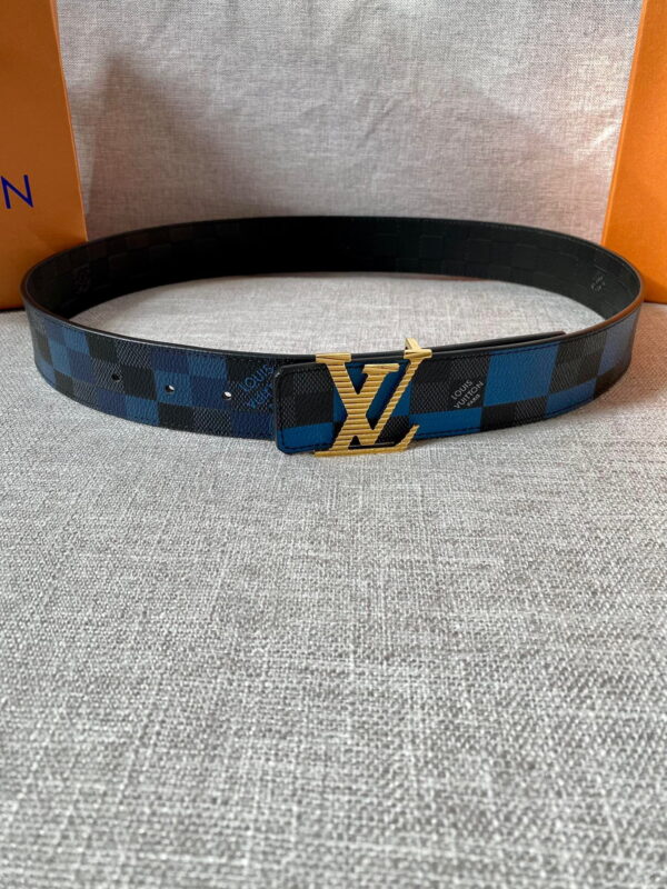 1:1 Replica Louis Vuitton Reversible LV Belt Damier Graphite 3D Canvas Blue and Black LV Women Belt