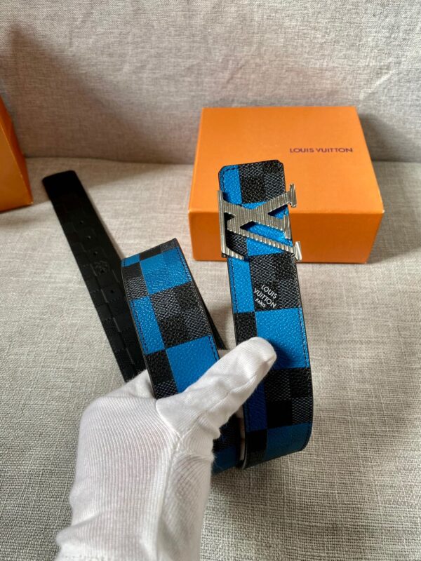 1:1 Replica Louis Vuitton Reversible LV Belt Damier Graphite 3D Canvas Blue and Black LV Women Belt