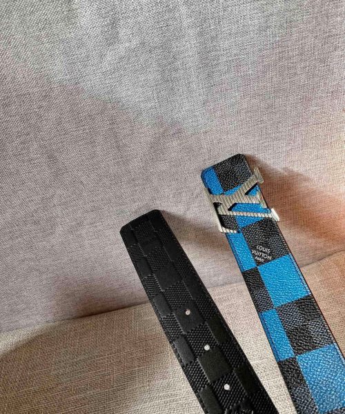 1:1 Replica Louis Vuitton Reversible LV Belt Damier Graphite 3D Canvas Blue and Black LV Women Belt