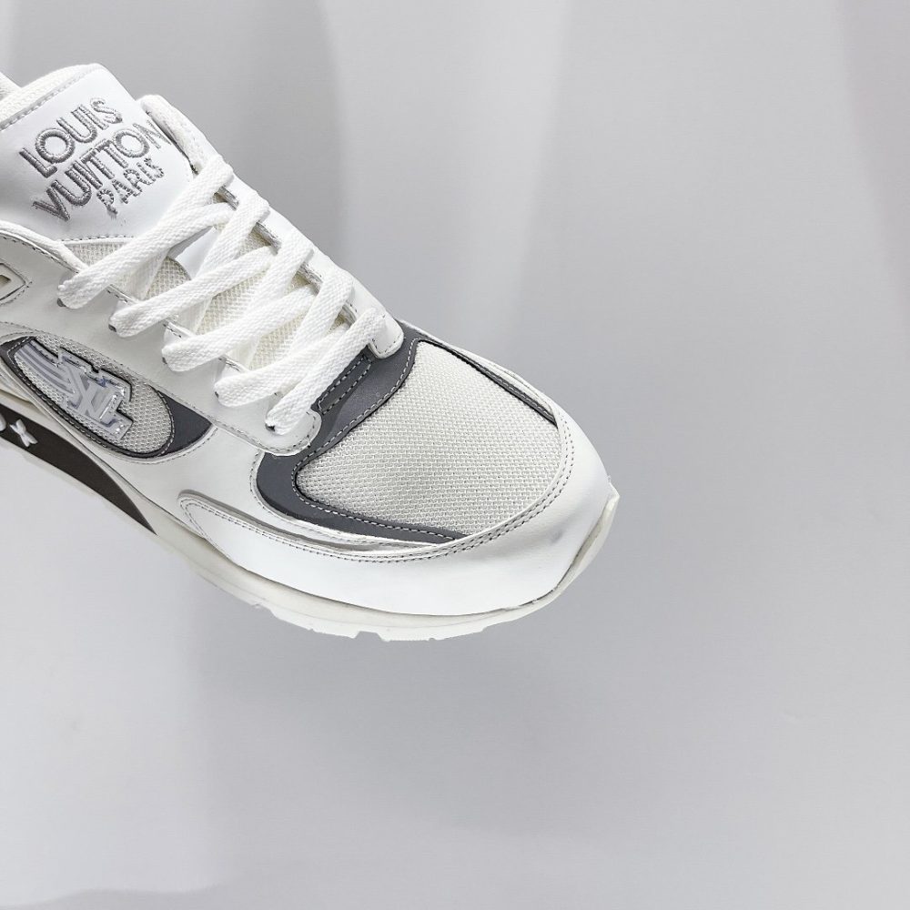 Louis Vuitton Run Away Sneaker Iridescent Textile White For Women LV - Image 6