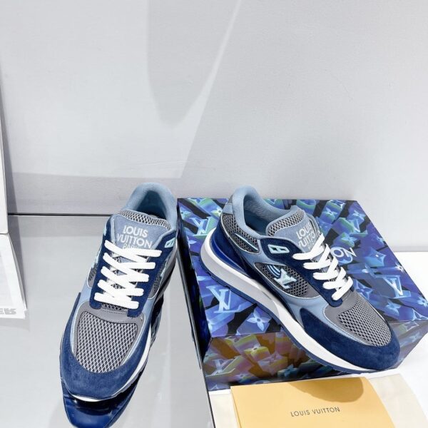 Louis Vuitton Run Away Sneaker Patent Monogram Material Blue For Women LV