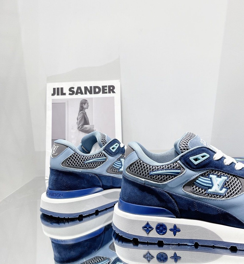 Louis Vuitton Run Away Sneaker Patent Monogram Material Blue For Women LV