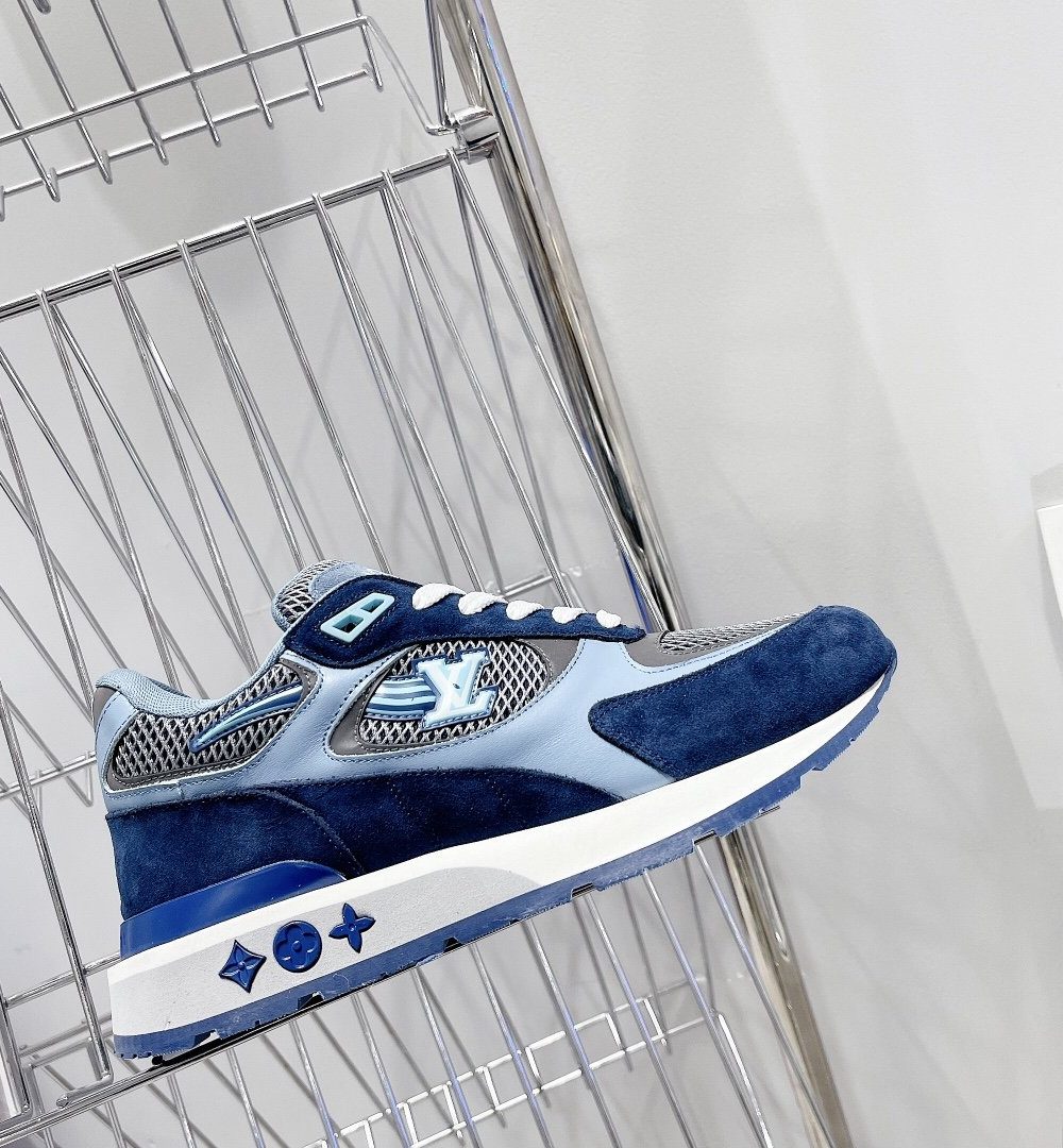 Louis Vuitton Run Away Sneaker Patent Monogram Material Blue For Women LV
