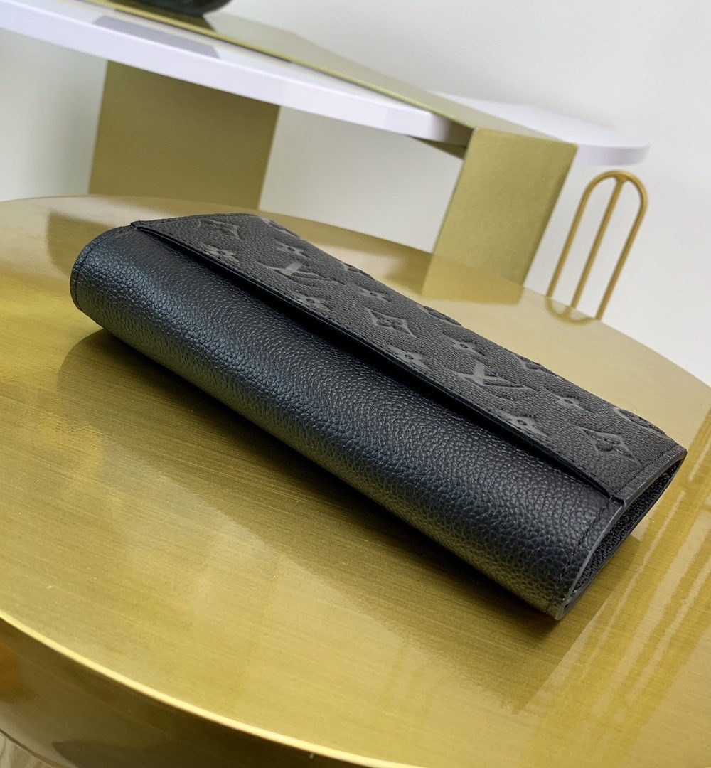 1:1 Replica Louis Vuitton Sarah Wallet Monogram Empreinte Black For Women, Women's Wallet 7.5in/19cm LV M61182