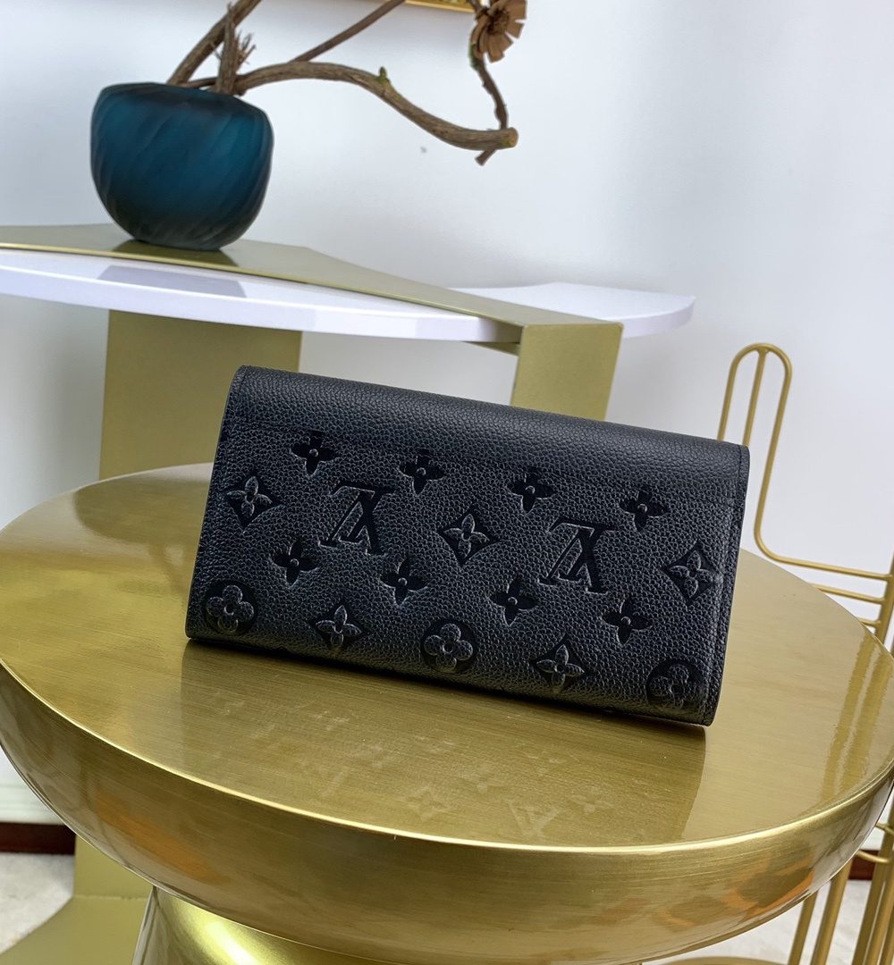 1:1 Replica Louis Vuitton Sarah Wallet Monogram Empreinte Black For Women, Women's Wallet 7.5in/19cm LV M61182