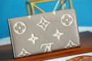 1:1 Replica Louis Vuitton Sarah Wallet Monogram Empreinte Tourterelle Gray / Cream For Women, Women's Wallets 7.5in/19cm LV M81049