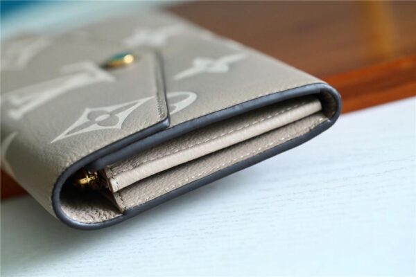Louis Vuitton Sarah Wallet Monogram Empreinte Tourterelle Gray / Cream For Women, Women's Wallets 7.5in/19cm LV M81049