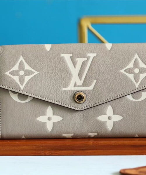 Louis Vuitton Sarah Wallet Monogram Empreinte Tourterelle Gray / Cream For Women, Women's Wallets 7.5in/19cm LV M81049