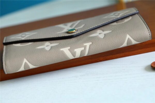 Louis Vuitton Sarah Wallet Monogram Empreinte Tourterelle Gray / Cream For Women, Women's Wallets 7.5in/19cm LV M81049