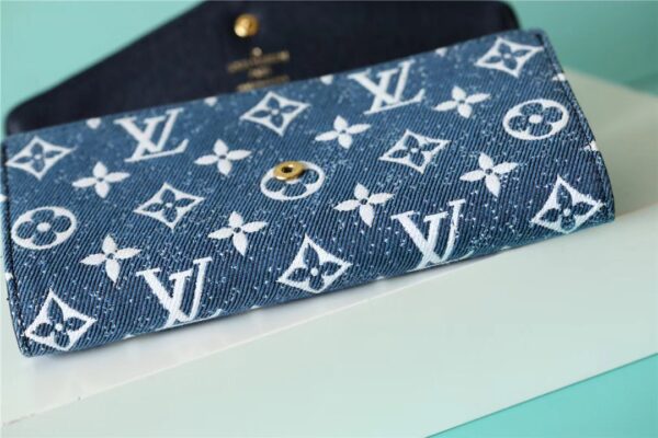 Louis Vuitton Sarah Wallet Monogram Jacquard Denim Navy Blue For Women, Women's Wallets 7.5in/19cm LV 