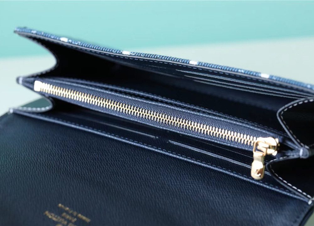 1:1 Replica Louis Vuitton Sarah Wallet Monogram Jacquard Denim Navy Blue For Women, Women's Wallets 7.5in/19cm LV 