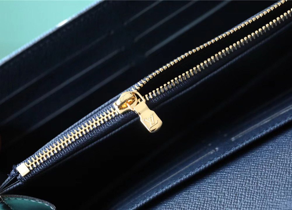 1:1 Replica Louis Vuitton Sarah Wallet Monogram Jacquard Denim Navy Blue For Women, Women's Wallets 7.5in/19cm LV 