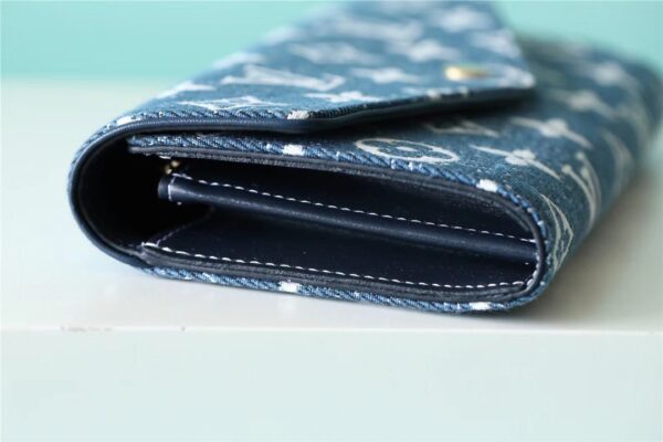 Louis Vuitton Sarah Wallet Monogram Jacquard Denim Navy Blue For Women, Women's Wallets 7.5in/19cm LV 
