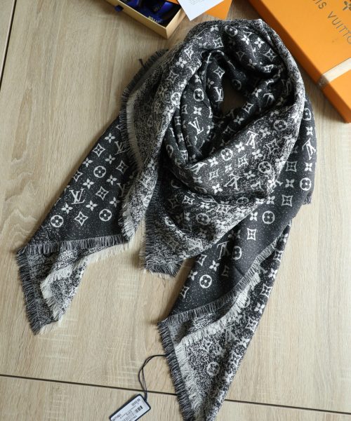 Louis Vuitton Silk Wool Square Dark Blue Scarf 140cm/55in