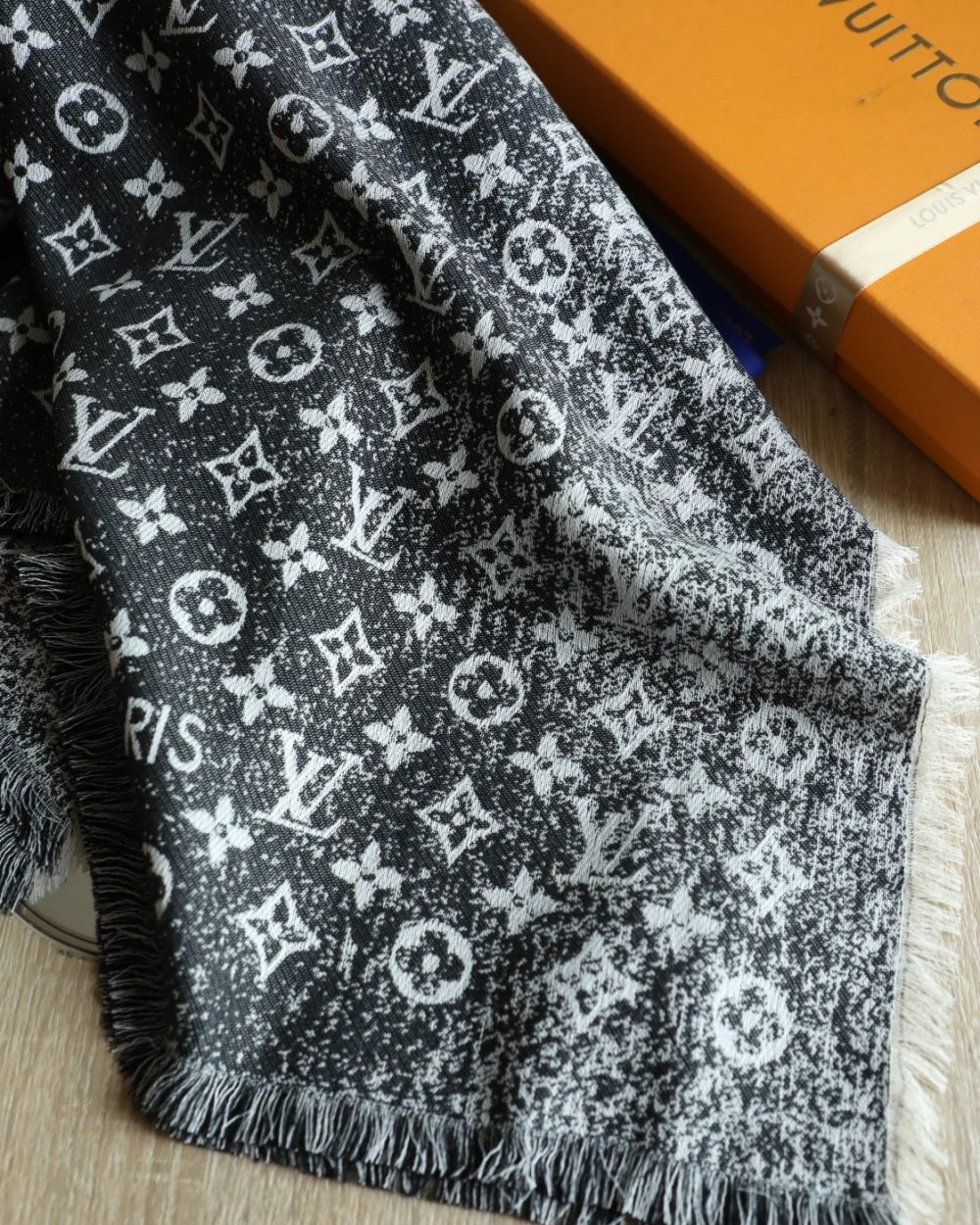 Louis Vuitton Silk Wool Square Dark Blue Scarf 140cm/55in