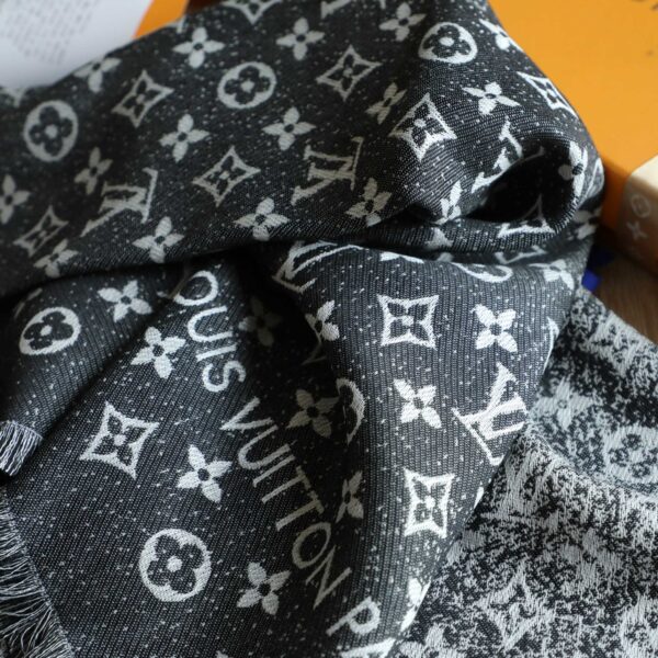 Louis Vuitton Silk Wool Square Dark Blue Scarf 140cm/55in 