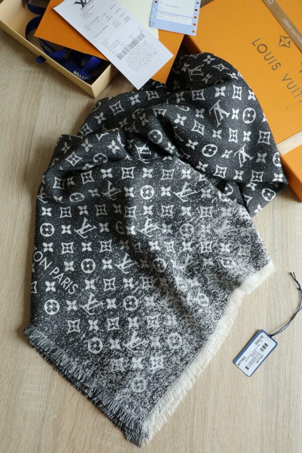 Louis Vuitton Silk Wool Square Dark Blue Scarf 140cm/55in 
